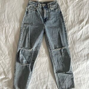 H&M Ripped Blue Mom Jeans